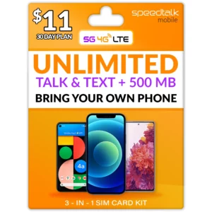 $11 UNLIMITED TALK AND TEXT - 500 MB OF DATA FOR $11 DOLLARS
