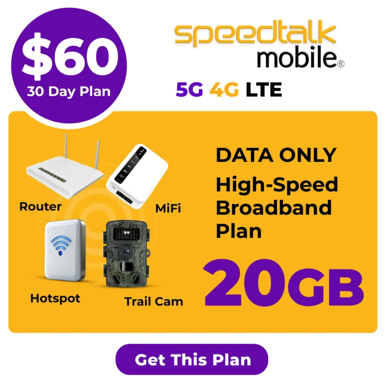 Speedtalk Mobile Mifi Data Only High-Speed Broadband Plan $60 a Month 20 GB Data