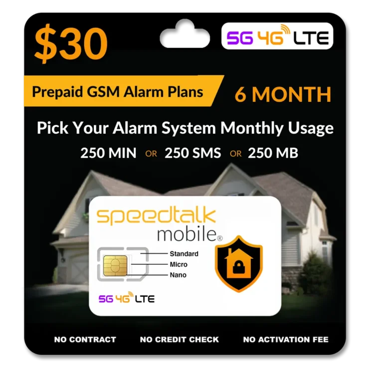30 6 MONTH ALARM SIM CARD Plans