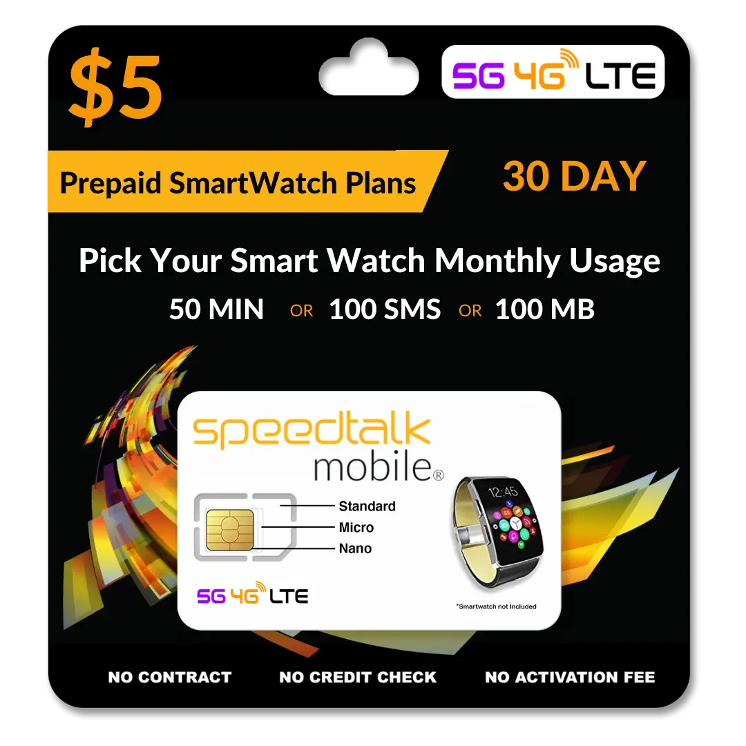 hage Lærerens dag Elendighed $5 A Month Prepaid Smart Watch SIM Card for GSM Smart Watches and Wearable  Devices - SpeedTalk Mobile Wireless