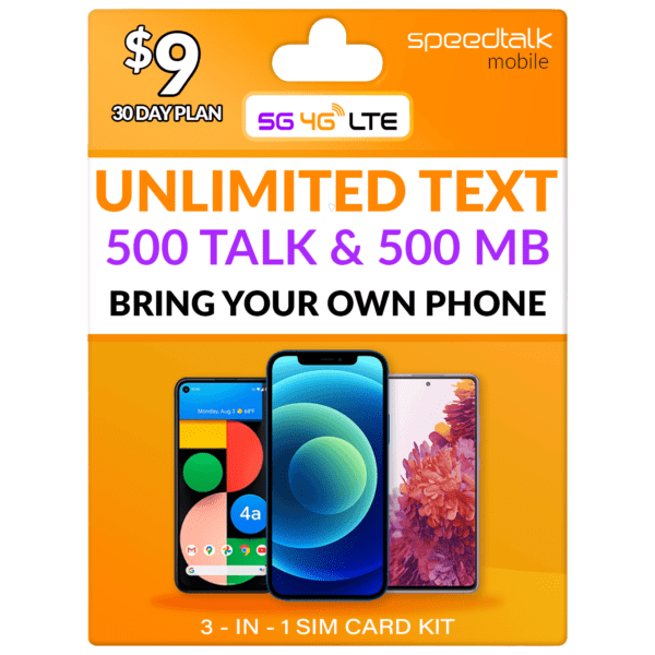 $9 A month Unlimited Text Phone Plan