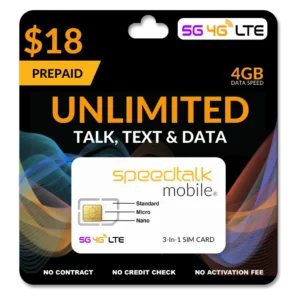 $18 A Month Prepaid Unlimited Talk, Text & Data Phone Plan - 4GB SIM Card.