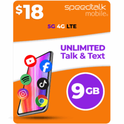 Speedtalk mobile 18 dollar 9gb unlimited talk text plan