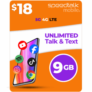 Speedtalk mobile 18 dollar 9gb unlimited talk text plan