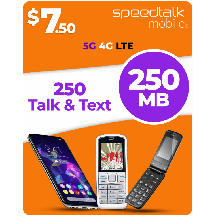 Speedtalk mobile 7 50 dollar 250mb 250 minutes text plan