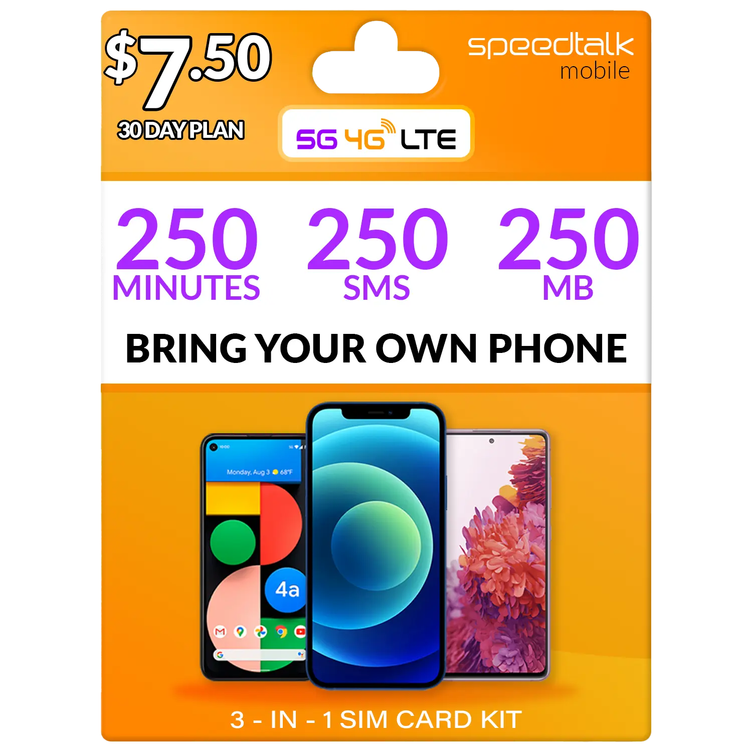 250 TEXT- 250 TALK-250MB OD DATA FOR 7 DOLLARS AND 50 CENTS