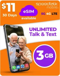 SpeedTalk Mobile $11 eSIM plan with unlimited talk and text and 2GB data for 30 days on 5G 4G LTE