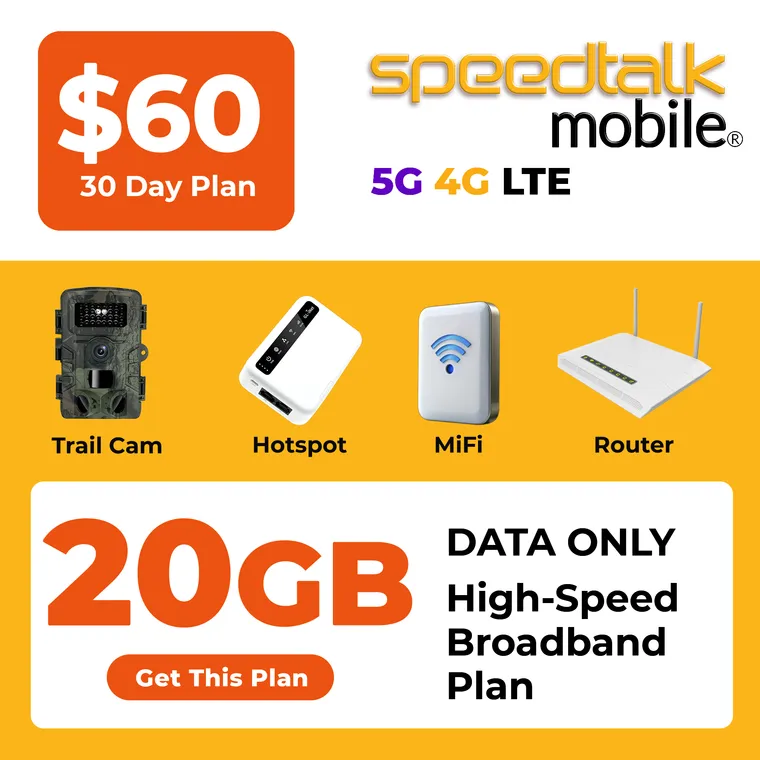 Best value wireless broadband data plan offering 20GB of high speed 5G and 4G LTE
nationwide coverage for streaming work and connected devices