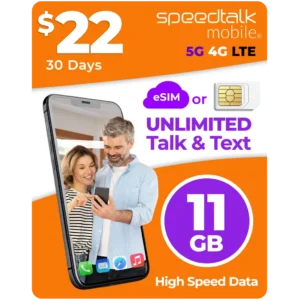 SpeedTalk Mobile $22 a Month Top Value Unlimited Talk & Text Plan with 11GB Data
