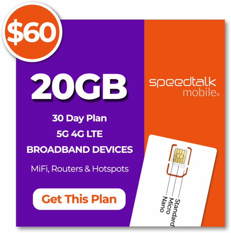 Speedtalk mobile 60 dollar 20gb data plan 30 day