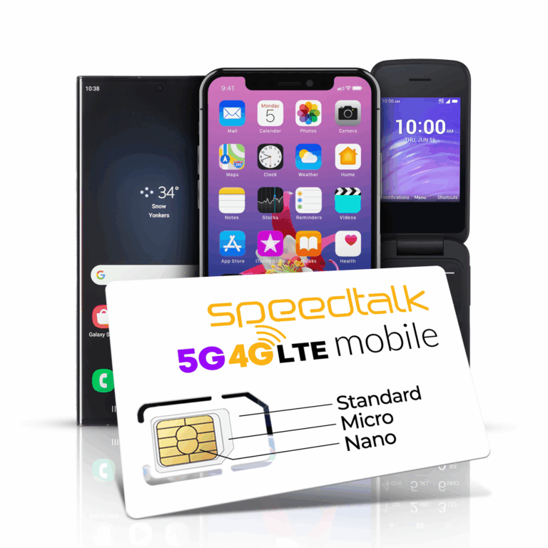 SpeedTalk Mobile cell phone plans with 3 in 1 SIM card for talk, text, and data starting at just $5 a month