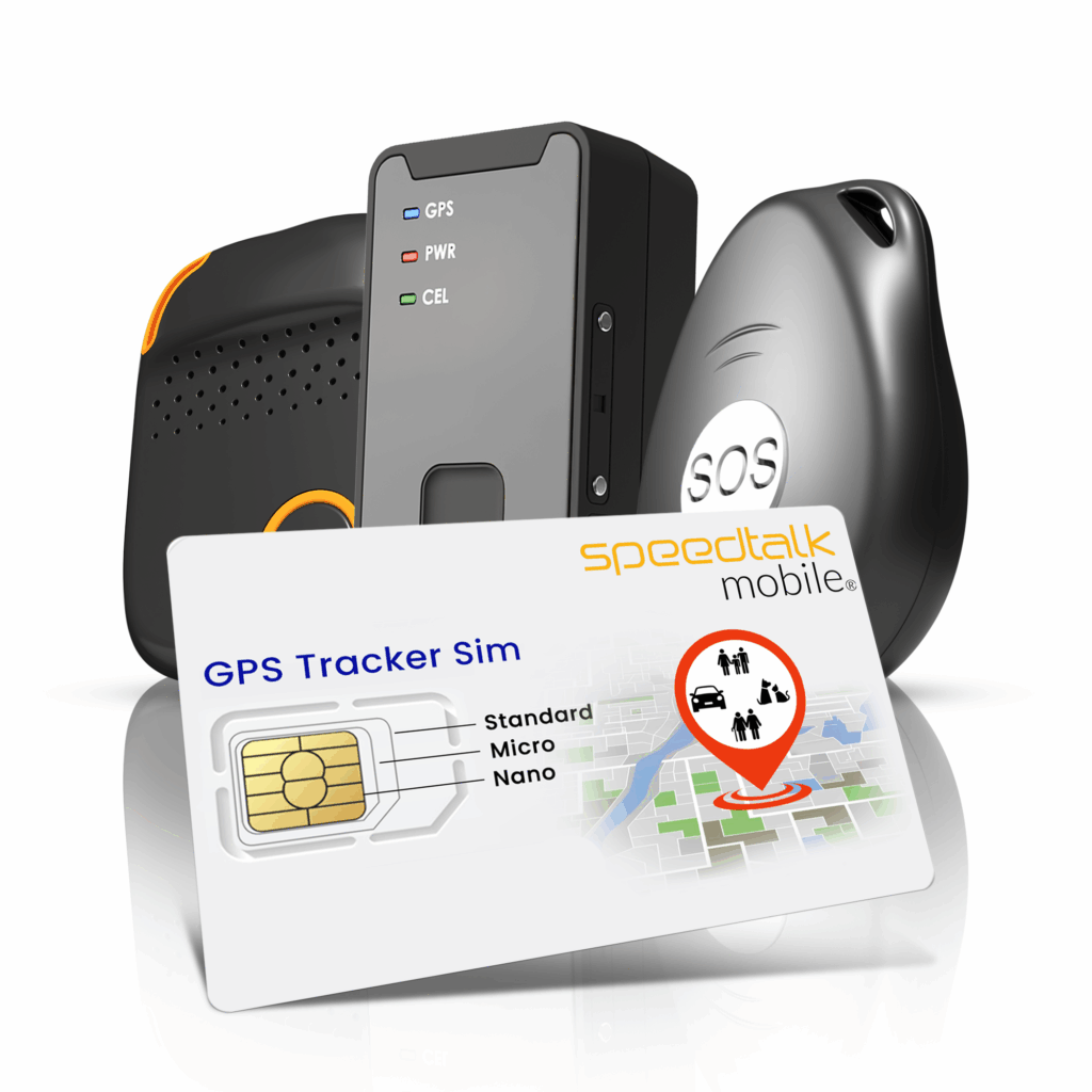 SpeedTalk Mobile GPS tracker plans with SIM card for cars, pets, assets, and personal safety tracking