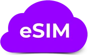 eSIM cloud graphic representing instant digital SIM activation for unlocked phones, affordable prepaid wireless service with keep your number option and no physical SIM required.