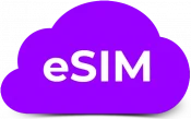eSIM cloud graphic representing instant digital SIM activation for unlocked phones, affordable prepaid wireless service with keep your number option and no physical SIM required.