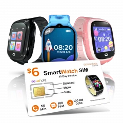 Lowest cost smartwatch SIM card plan with affordable data for kids and wearable devices using standalone cellular service