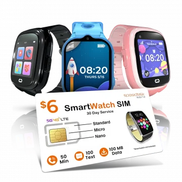 Lowest cost smartwatch SIM card plan with affordable data for kids and wearable devices using standalone cellular service