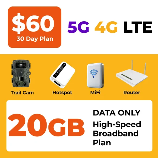 Best value wireless broadband data plan offering 20GB of high speed 5G and 4G LTE nationwide coverage for streaming work and connected devices